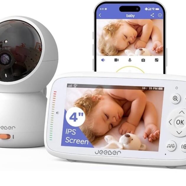 Jeeber Smart Baby Monitor with 4” Screen + Wi-Fi App Control (WiFi and no WiFi option)
