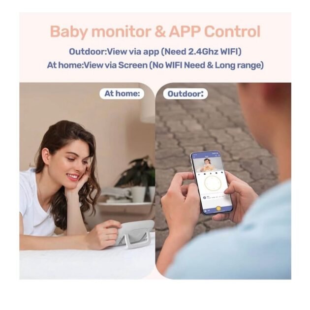 Jeeber Smart Baby Monitor with 4” Screen + Wi-Fi App Control (WiFi and no WiFi option) – view 5
