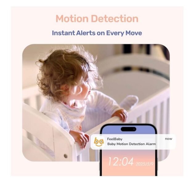 Jeeber Smart Baby Monitor with 4” Screen + Wi-Fi App Control (WiFi and no WiFi option) – view 2