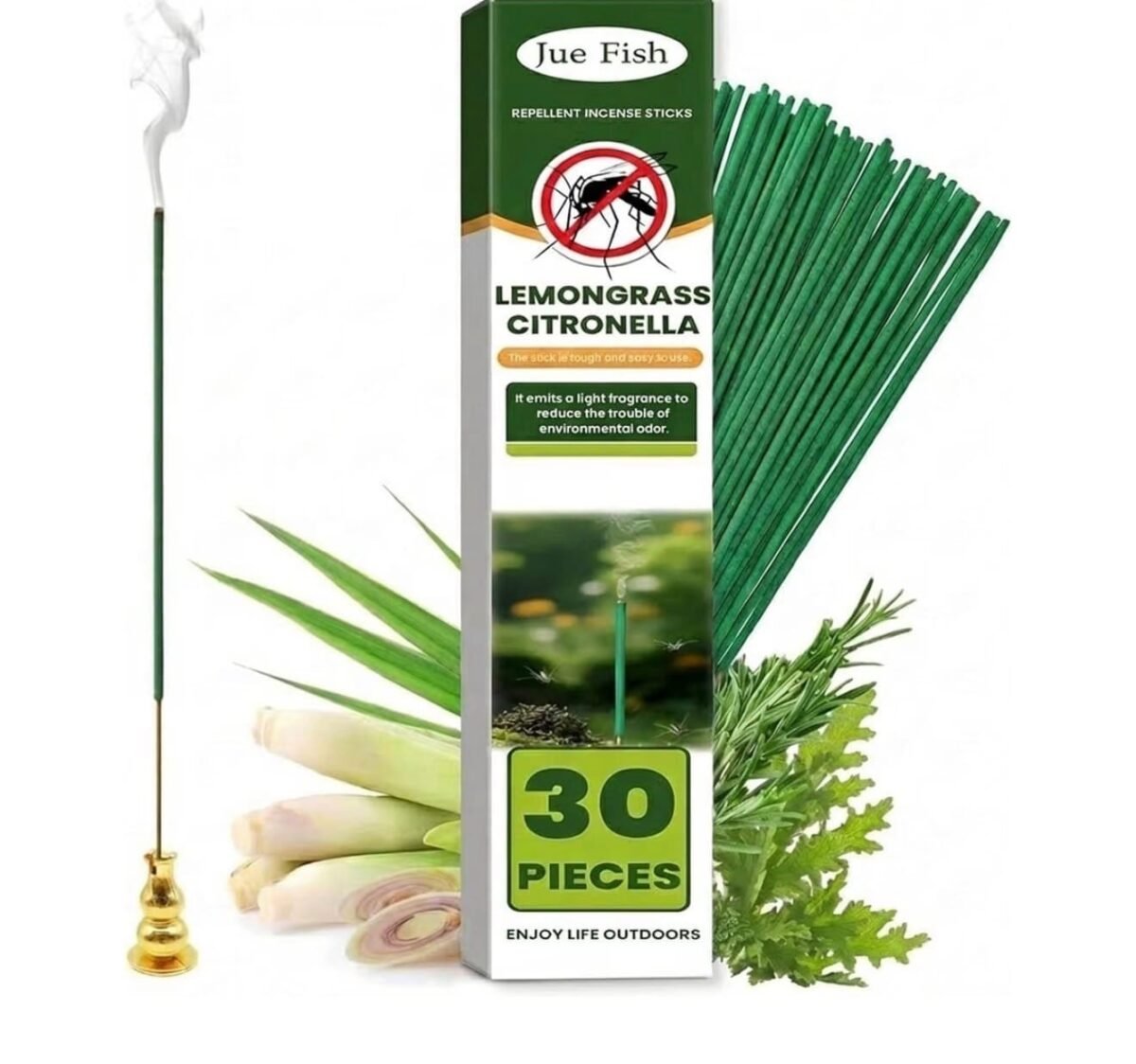 Jue Fish Lemongrass Citronella Mosquito Repellent Incense Sticks – 30 Pieces