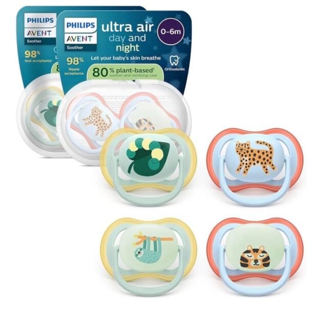 Philips Avent Ultra Air Day & Night Soothers 0–6 Months – 4 Pack | SCF087/22