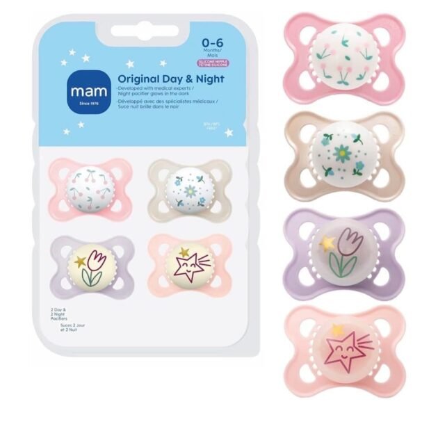 MAM Original Day & Night Baby Pacifiers 0–6 Months – 4 Pack