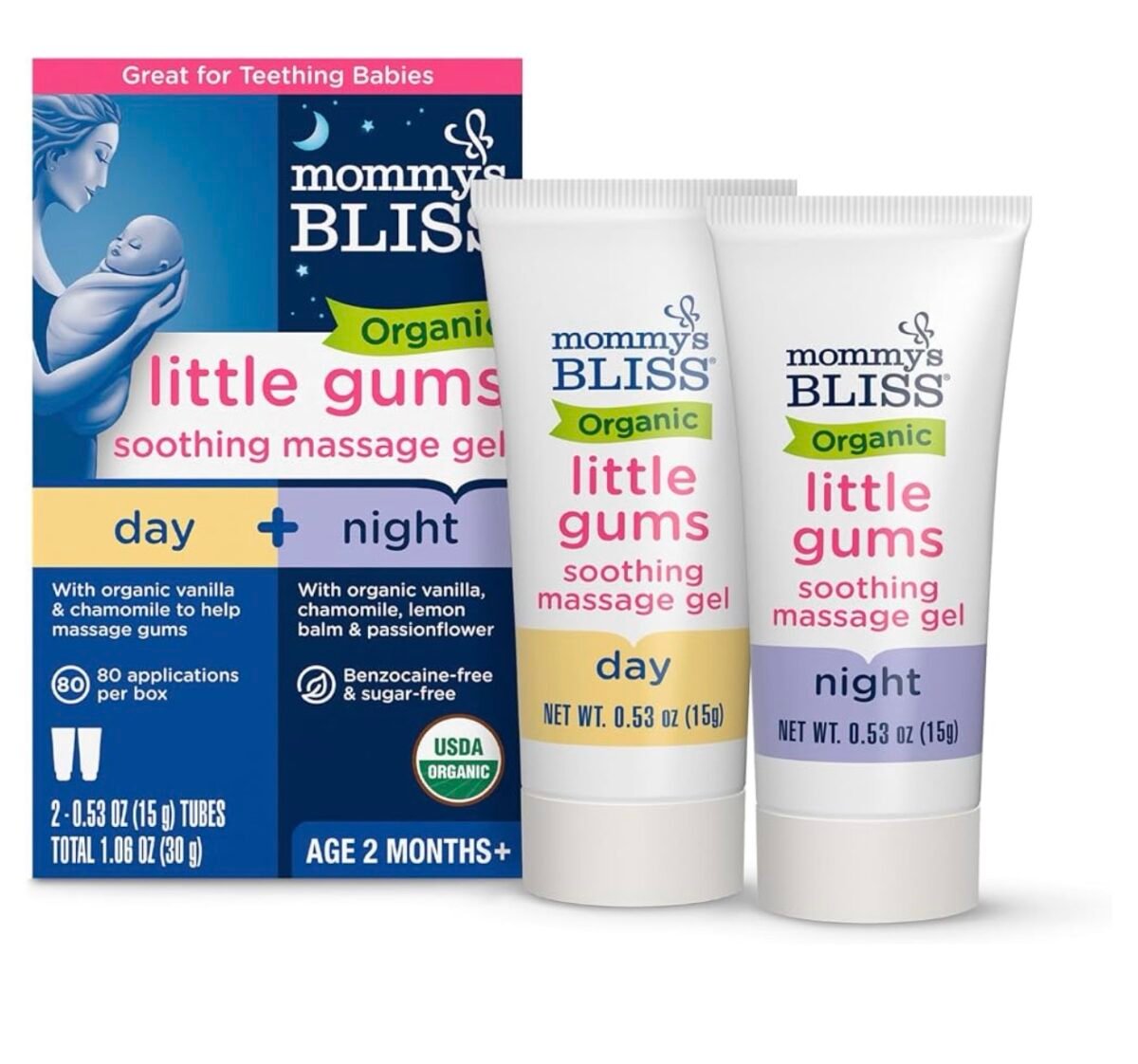 Mommy’s Bliss Organic Little Gums Soothing Massage Gel – Day & Night Combo