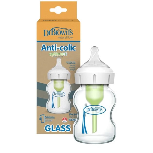 Dr. Brown’s Glass Wide-Neck Options+ Anti-Colic Bottle
