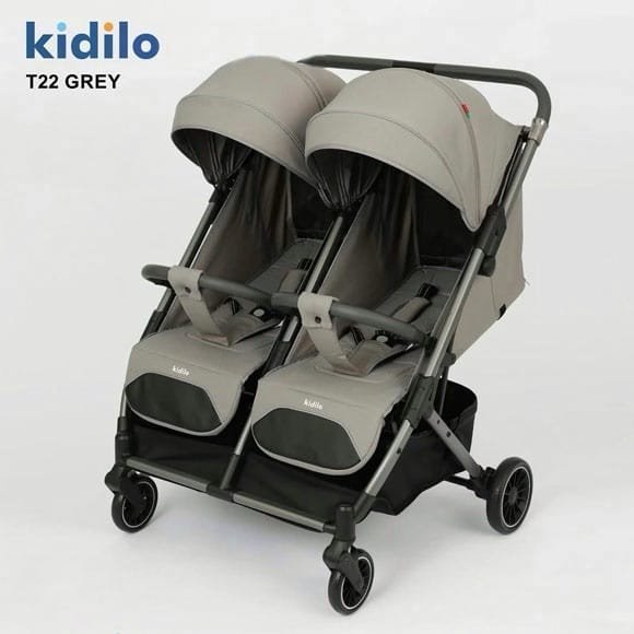Kidilo T22 Twin Baby Stroller (Side by Side)Colour: Grey