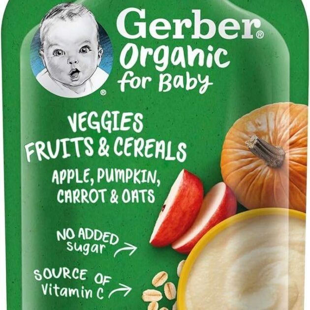 Nestle Gerber Organic For Baby Fruits & Cereals – Apple, Pumpkin, Carrot & Oats 110g, large